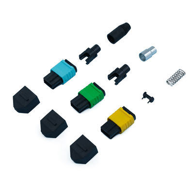 Buen precio Conector de fibra óptica MPO masculino femenino 40G a 400G Redes Conector de fibra de cola de cerdo en línea